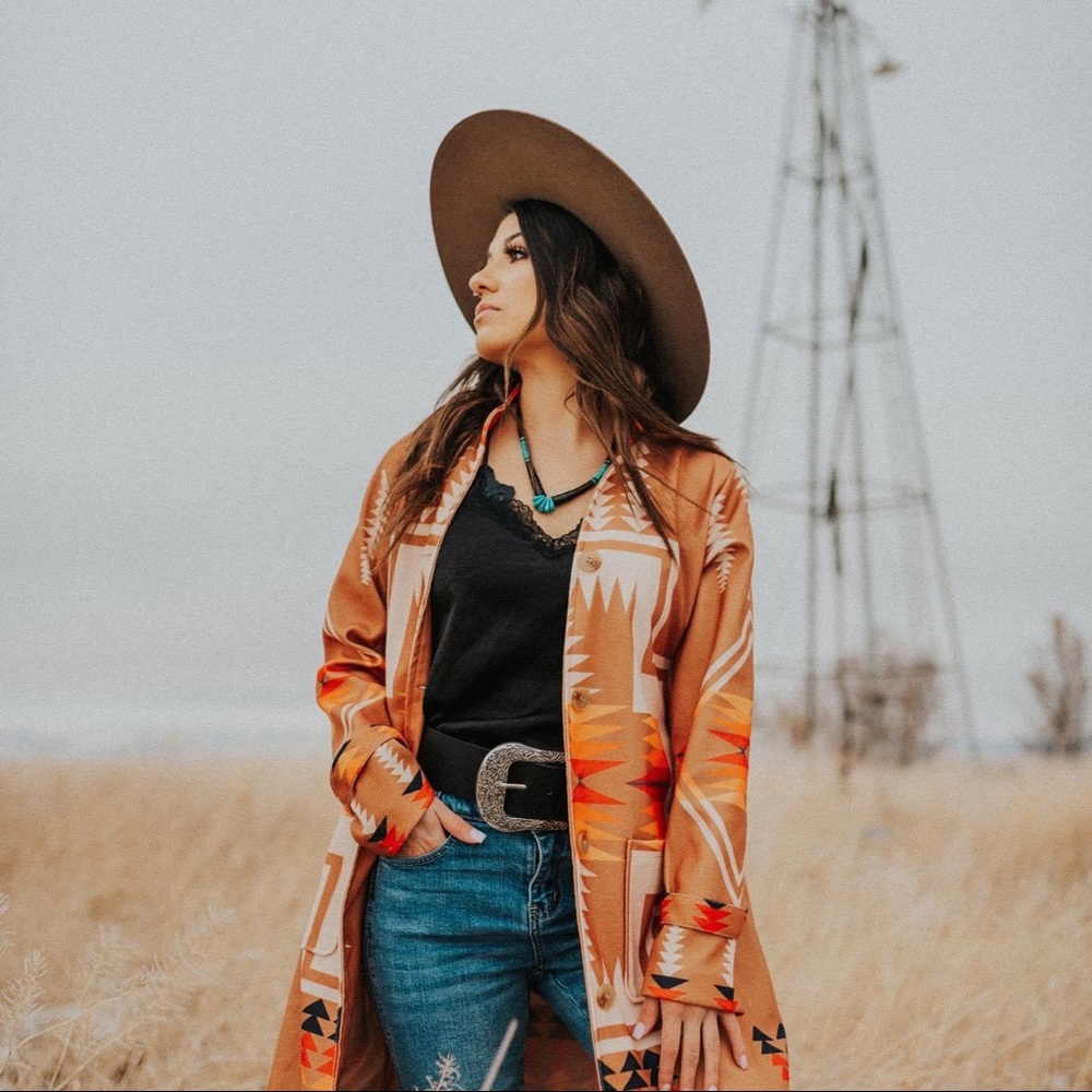 •NWOT• Southwestern Aztec Trench/Long Dress Coat - Ladies Medium